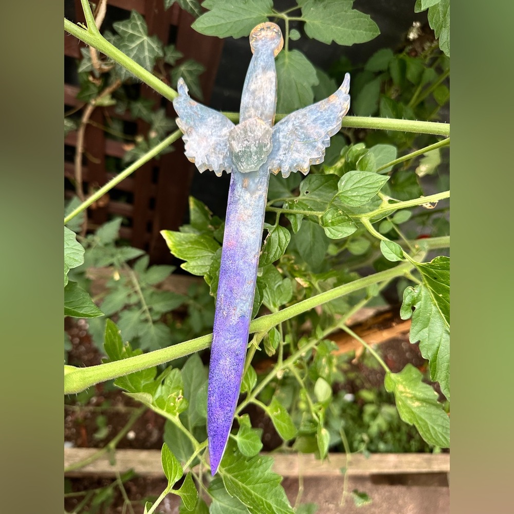 Seafoam & Purple Green Aventurine 24k Gold Leaf Resin Hanging Wall Dagger/Sword